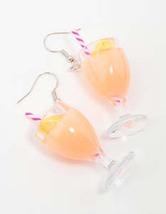 Orange: Orange Cocktail Drink Drop Earrings
