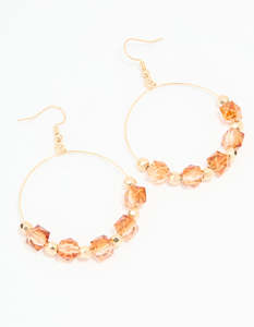Gold Neutral Beaded Hoop Earrings