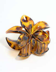 Orange: Neutral Acrylic Frangipani Flower Claw Clip