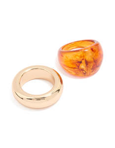 Orange: Gold & Orange Acrylic Rings 2-Pack