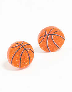 Orange: Gold Basketball Stud Earrings