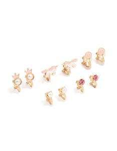 Kids Earrings: Kids Gold Pearl & Unicorn Clip On Earrings 6-Pack