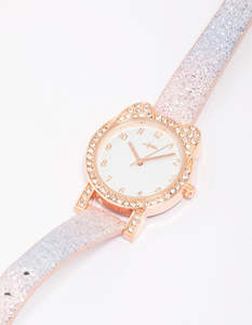 Kids Watches: Kids Rose Gold Diamante Rainbow Watch