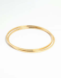 Bangles: Waterproof Gold Plated Stainless Steel Clean Bangles 2-Pack