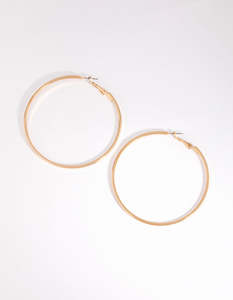 Gold Large Flat Hoop Earrings