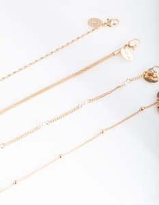 Anklets: Gold Chain Pearl Anklet Bracelet Pack