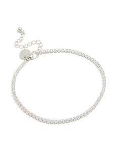 Anklets: Silver Cubic Zirconia Tennis Anklet