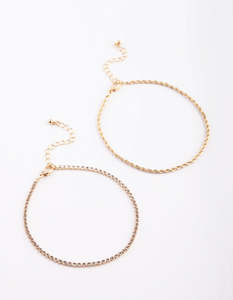 Anklets: Gold Plated Anklet Set