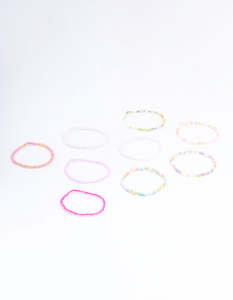 Kids Bracelets: Kids Pastel & Vibrant Beaded Stretch Bracelets 9-Pack