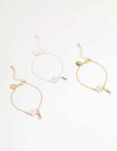 Kids Bracelets: Kids Gold Flower Best Friends Bracelets 3-Pack