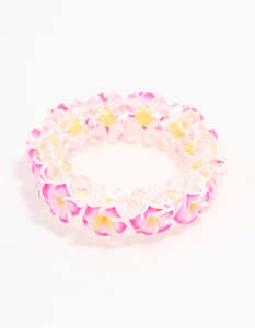 Kids Bracelets: Kids Beaded Frangipani Flower Stretch Bracelet