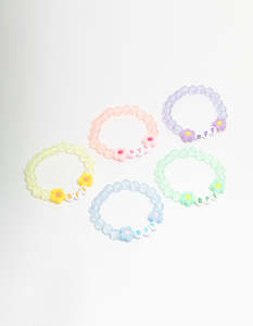 Kids Pastel Beaded Best Friends Flower Bracelets 5-Pack