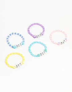 Kids Beaded Floral BFF Stretch Bracelets 5-Pack