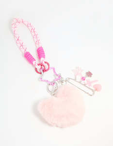 Pink: Pink Heart Rope Keychain