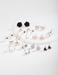 Crystal Earrings: Mixed Metal Femme Diamante Earring 12-Pack