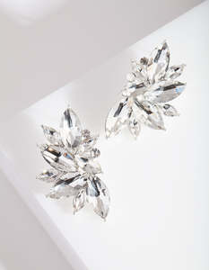 Crystal Earrings: Diamante Fan Stud Earrings