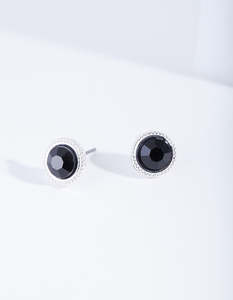 Black Earrings: Black Round Stud Earrings