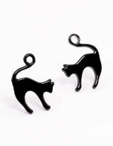 Black Earrings: Acrylic Black Cat Stud Earrings