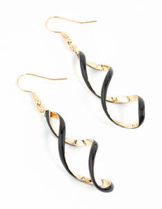 Black Earrings: Black Gold Spiral Earrings