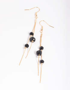 Black Facet Chain Drop Earrings