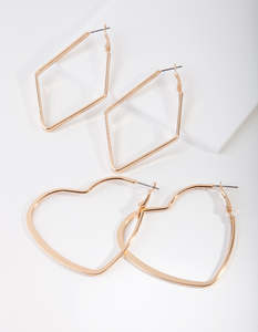 Heart Earrings: Gold Heart & Diamond Hoop Earring Pack