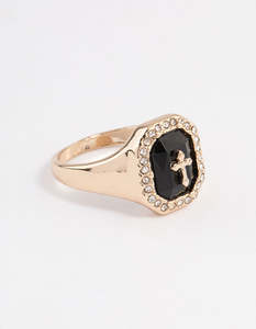 Black: Black Cross Signet Ring