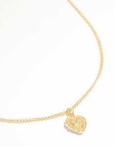 Black: Gold Plated Cross Heart Pendant Necklace