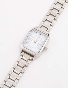 Silver Rectangle Roman Numeral Watch
