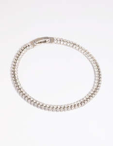 Silver Cubic Zirconia Layered Tennis Bracelet