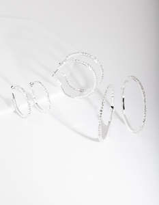 Bridal Party: Silver Diamante Multi Hoop Earring Pack