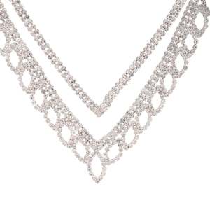 Bridal Party: Silver Diamante Leaf Earrings Necklace Set
