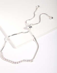 Bridal Party: Silver Cubic Zirconia Toggle Tennis Bracelet