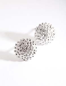 Silver Crater Stud Earrings