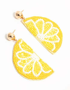 Yellow Beaded Lemon Drop Earrings