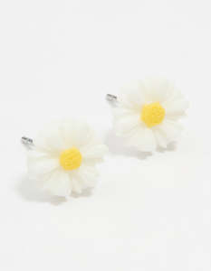 White & Yellow Acrylic Frangipani Stud Earrings