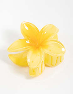 Yellow Frangpani Hair Claw Clip