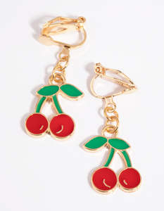 Clip On Earrings: Red Cherry Clip-On Earrings