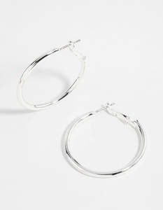 Silver Earrings: Silver Narrow Hinged Hoop Earrings