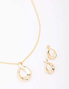 Jewelry Sets: Gold Twisted Ova Necklace & Earring Jewellery Set