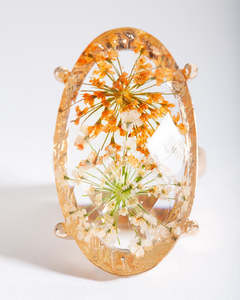 Floral: Gold Large Oval Floral Enamel Ring