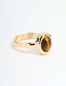 Gold Brown Center Stone Ring