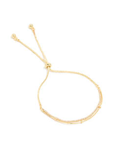 Gold Plated Cubic Zirconia Layered Toggle Bracelet