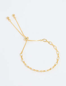 Gold Plated Pearl Twisted Toggle Bracelet