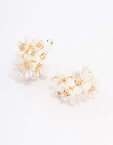 Boutique Collection: Gold Plated Flower Cluster Hoop Earrings