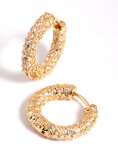 Boutique Collection: Gold Plated Cubic Zirconia Huggie Earrings