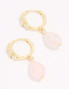 Boutique Collection: Gold Plated Cubic Zirconia Semi Precious Drop Earrings