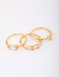 Butterfly: Gold Plated Butterfly Stacking Ring 3-Pack