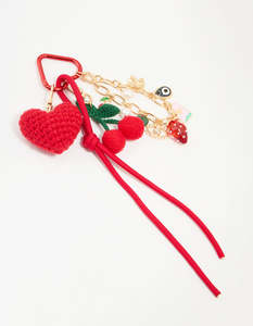 Red Crochet Fruit Fabric Key Chain