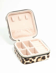 Jewelry Boxes: Leopard Print PU Leather Square Jewellery Case