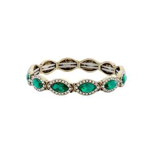Gatsby Glam: Emerald Marquise Diamante Stretch Bracelet